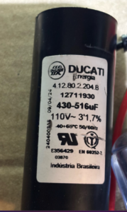 Capacitor 430-516 uF 110VAC